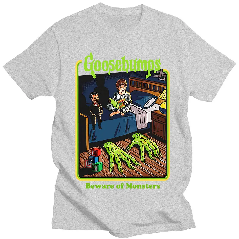 Goosebumps Beware of Monsters Blood Horror Active of T-shirts Men\'s Vintage Anime Oversized T-Shirt Streetwear Unisex Clothing