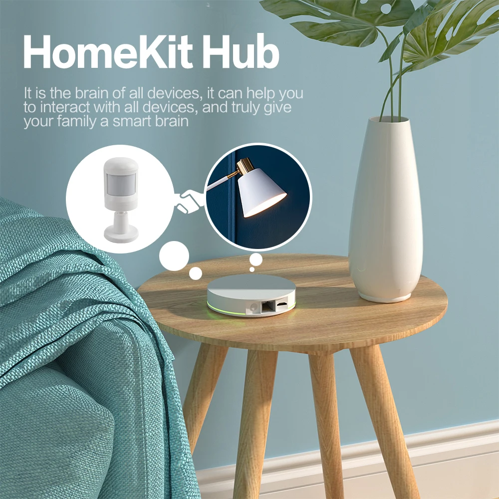 ZemiSmart Zigbee Hub Work with Homekit PIR Sensor Temperature Humidity Sensor Water Leak Detector via ZMHK-01 Homekit Sensor Kit