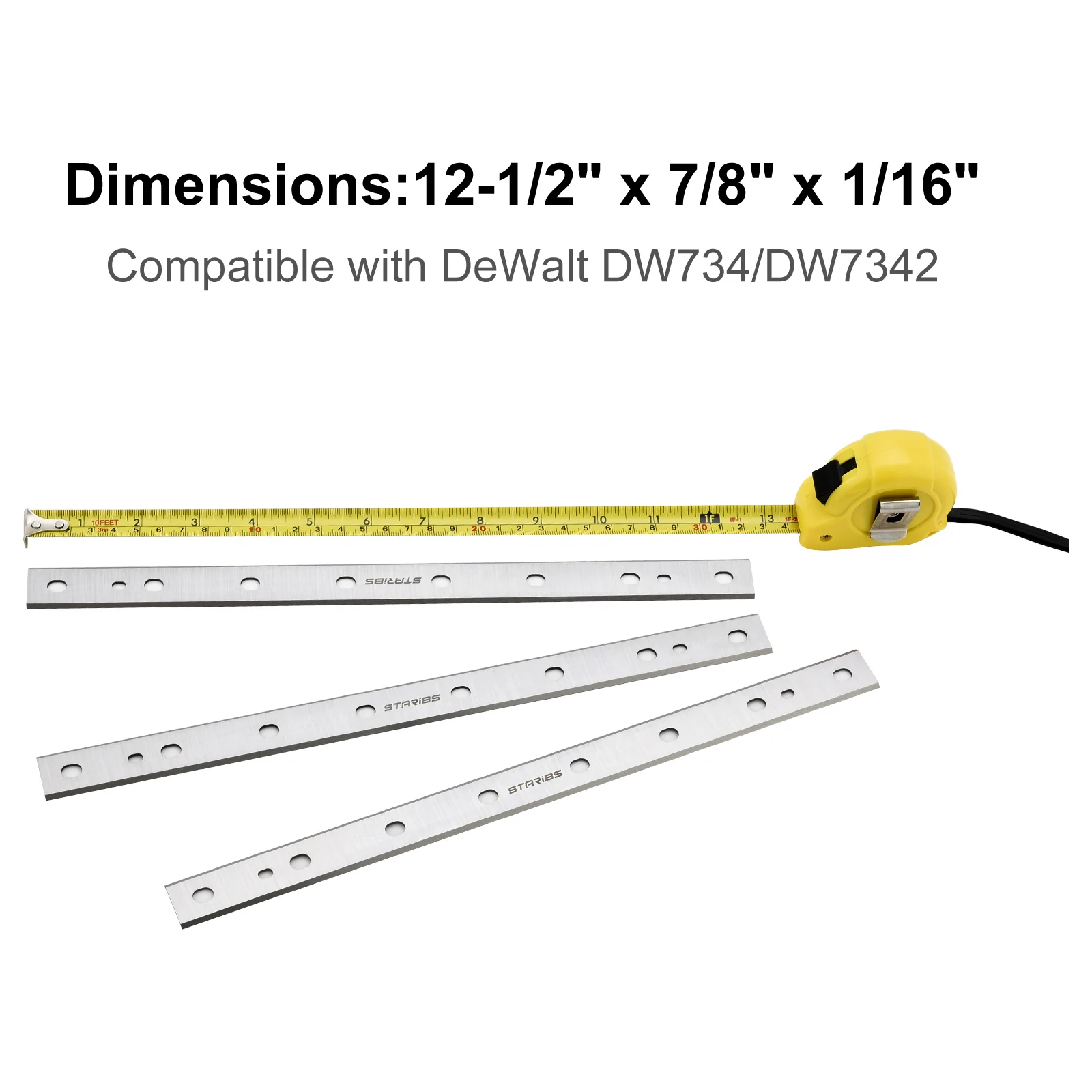 شفرات تخطيط STARIBS مقاس 12.5 بوصة لسكاكين استبدال DeWalt DW734 HSS |   مجموعة من 3