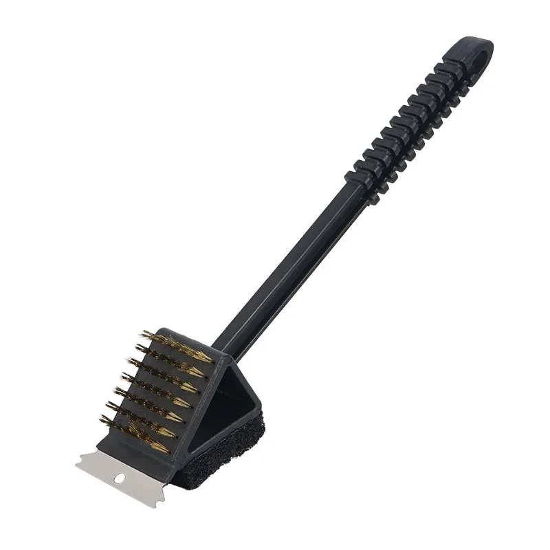 BBQ Grill 3 in 1 Cleaning Brush Outdoor Picnic BBQ Handle Copper Wire Grill Brush 14.5 inch Stove Grill Net Cleaning Supplies - view 6