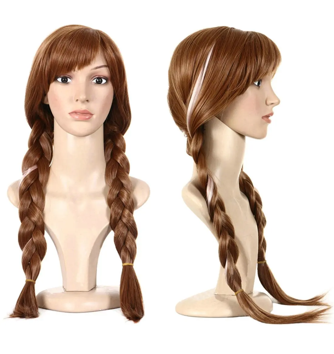 Pigtail Princess Wig for Women Braided Brown Cosplay Wig Braids Women\'s Anna Wigs for Costume Cosplay Party Wigsfor Halloween