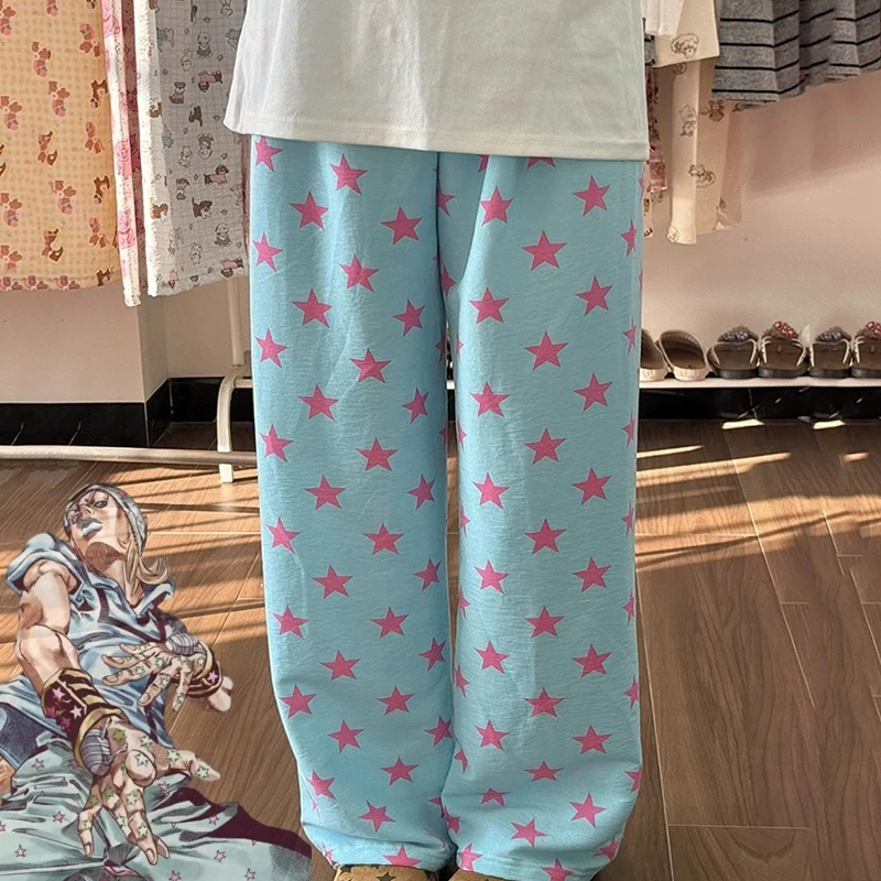 

Аниме-костюм JOJO STEEL BALL RUN: брюки для косплея Джонатана Джостара, синие повседневные брюки, летняя домашняя одежда, пижама