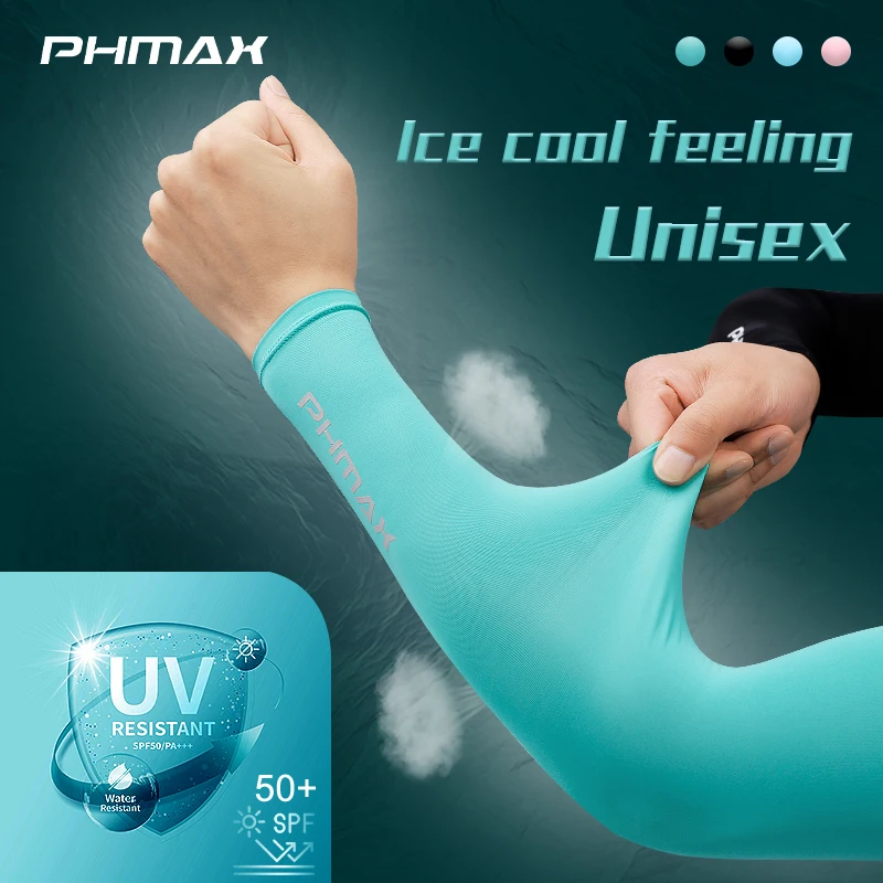 PHMAX Rękawy rowerowe Ochrona przed promieniowaniem UV Rękawy naramienne Bieganie Sporty na świeżym powietrzu Osłony przeciwsłoneczne Naramienniki Lodowy jedwab Fitness Kolarstwo Ocieplacze na ręce