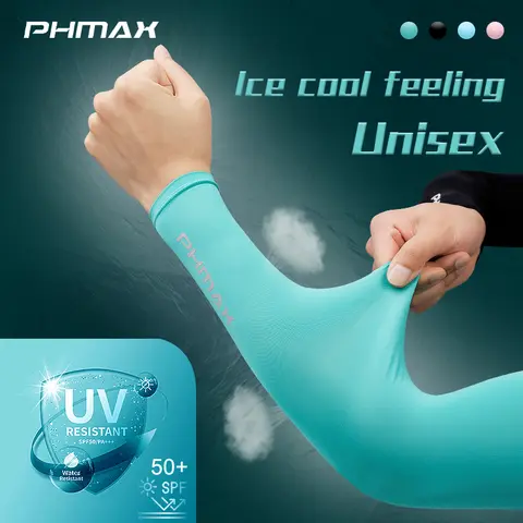 PHMAX 사이클링 슬리브 UV 보호 팔 슬리브 러닝 야외 스포츠 선 스크린 팔 커버 아이스 실크 피트니스 사이클링 팔 워머