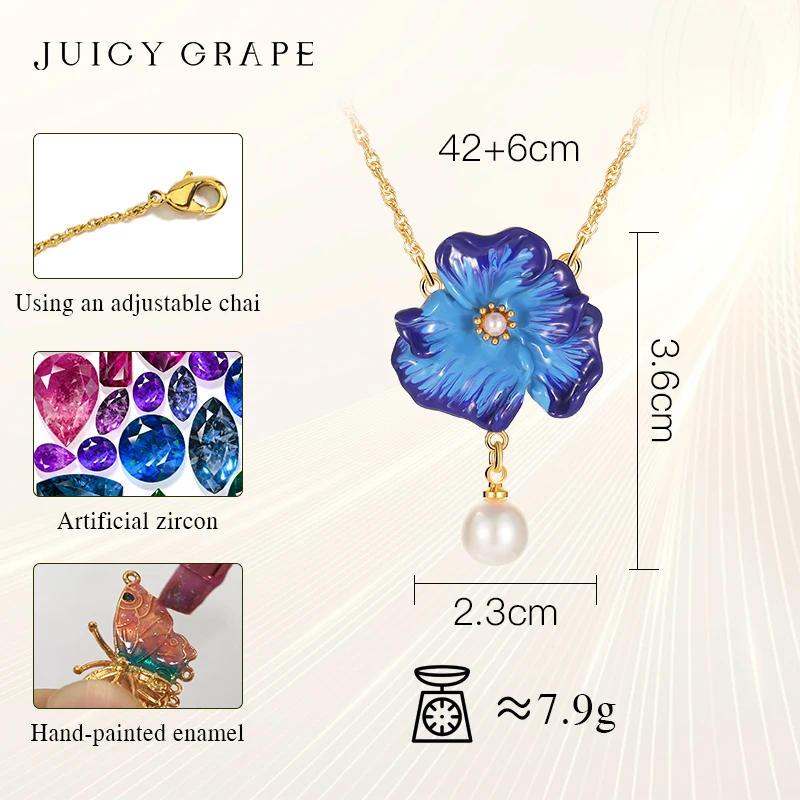 Juicy Grape Orchid Flower Necklace for Women 18K Gold Plated Handmade Tail Chain Can be Engraving of names Valentine Day Gifts