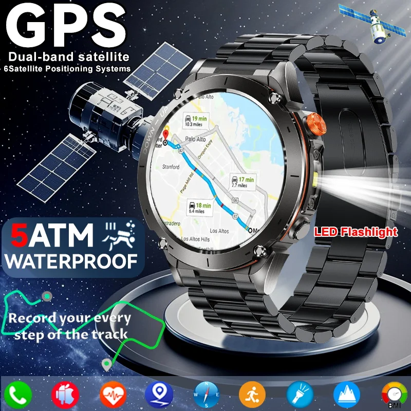 

Для HUAWEI встроенный двухдиапазонный военный уровень GPS мужские умные часы компас 10ATM водонепроницаемый спортивный смарт-браслет на открытом воздухе 2025 НОВЫЙ