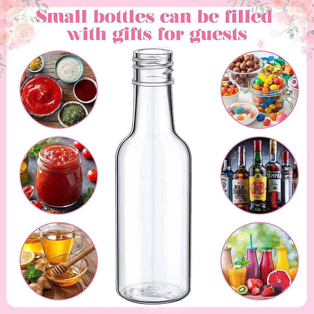 Mini Liquor Bottles for Guests Wedding Bottles Bridal Party Plastic Bottle with Caps Tag and Ropes Miniature Bottles for Party