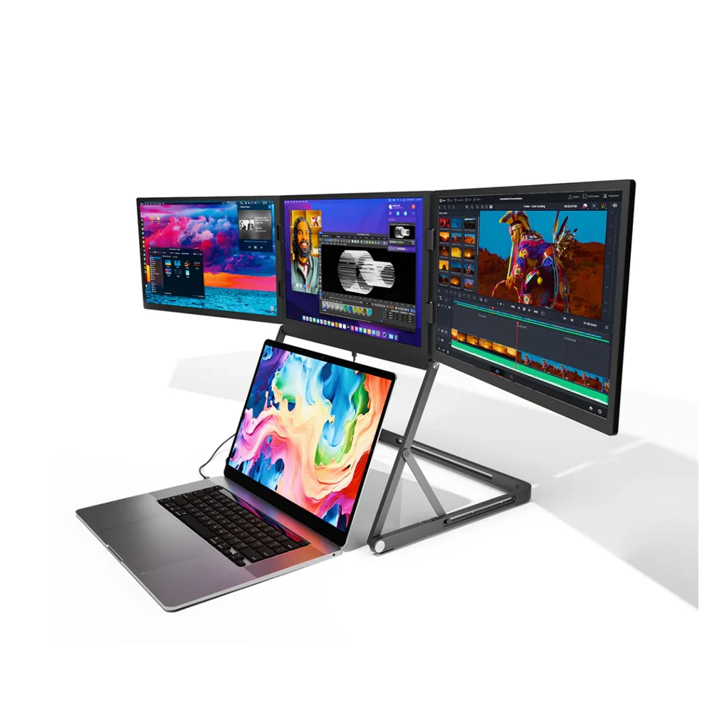 

OEM 15,6-дюймовый портативный монитор с тройным IPS 1080P FHD USB-C с двойным интерфейсом, алюминиевые мониторы для путешествий, ноутбука