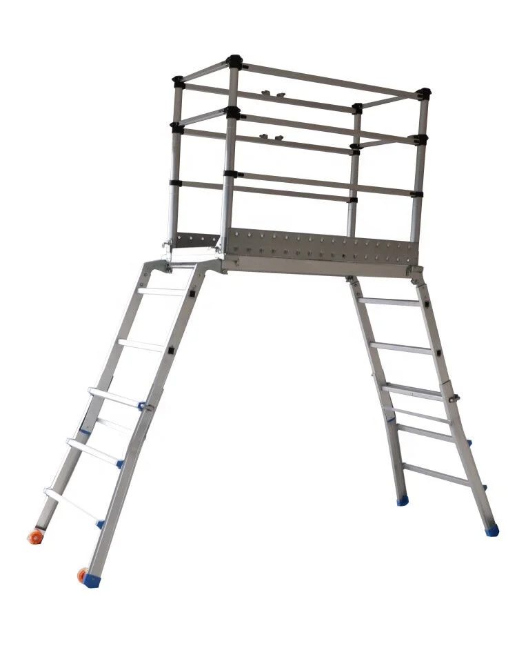 Mobile Scaffolding Telescopic Aluminum Ladder With Wheel