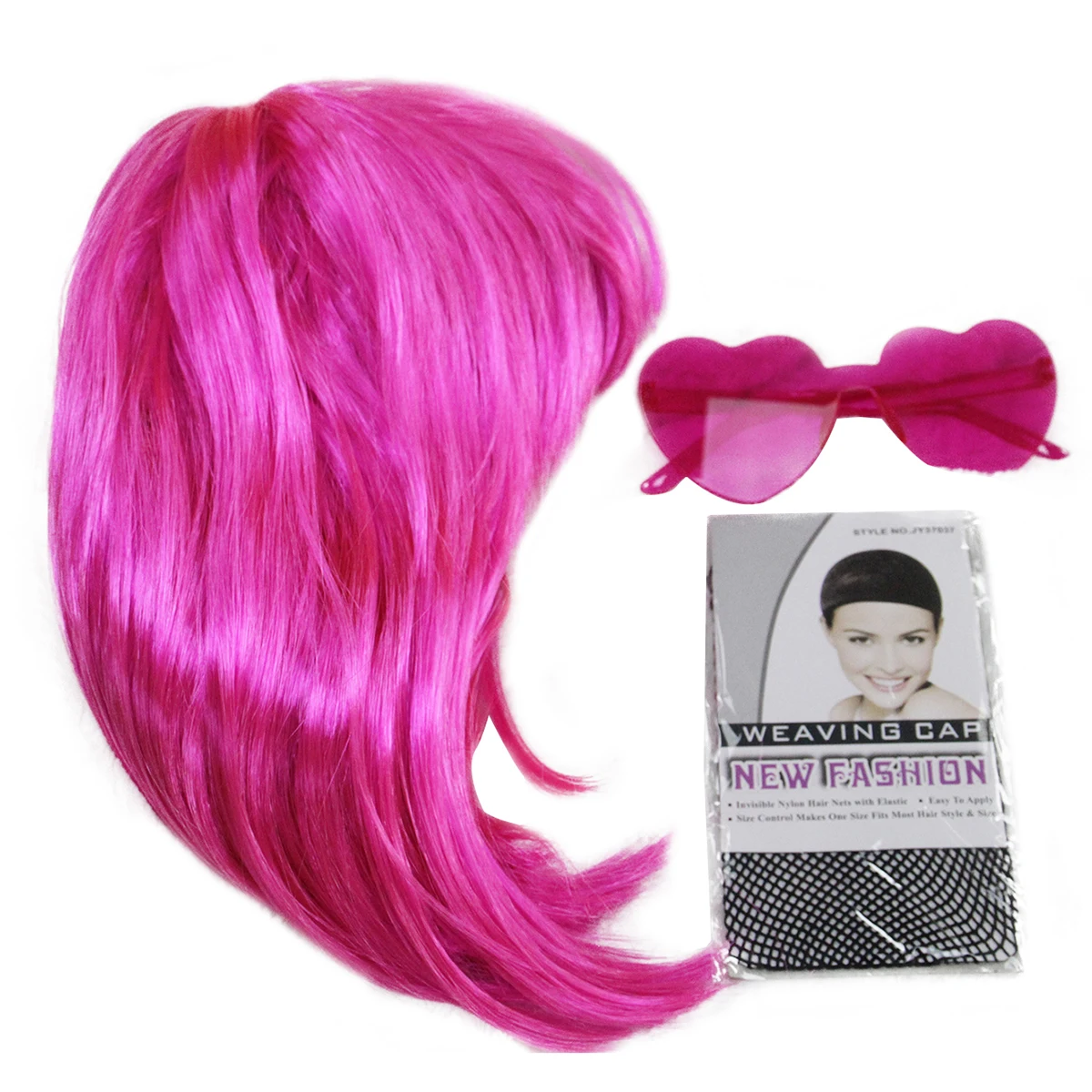 Hot Pink Kurze Bob-Perücke aus Synthetik mit Pony Retro Y2K Damen Junggesellinnenabschied Halloween Club Karneval Cosplay Party – Detail 1