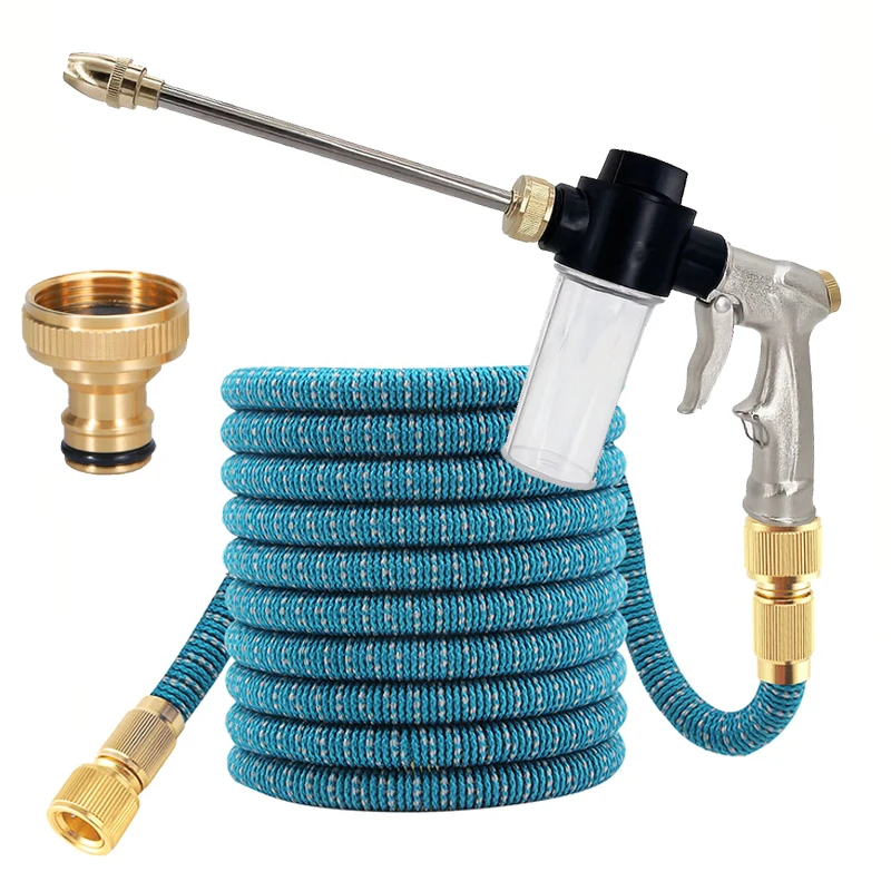 

Expandable Water Pipe With Foam Spray Gun, Removable Foam Tank And Quick Connect Brass Fittings, Car Wash And Gardening Tools