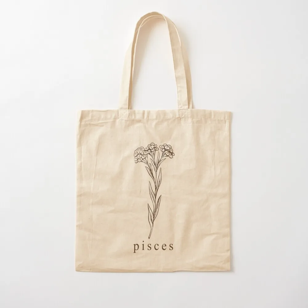 

Pisces Botanical Zodiac Tote Bag cloth bag woman bags luxury women free delivery bags Canvas Tote Bag