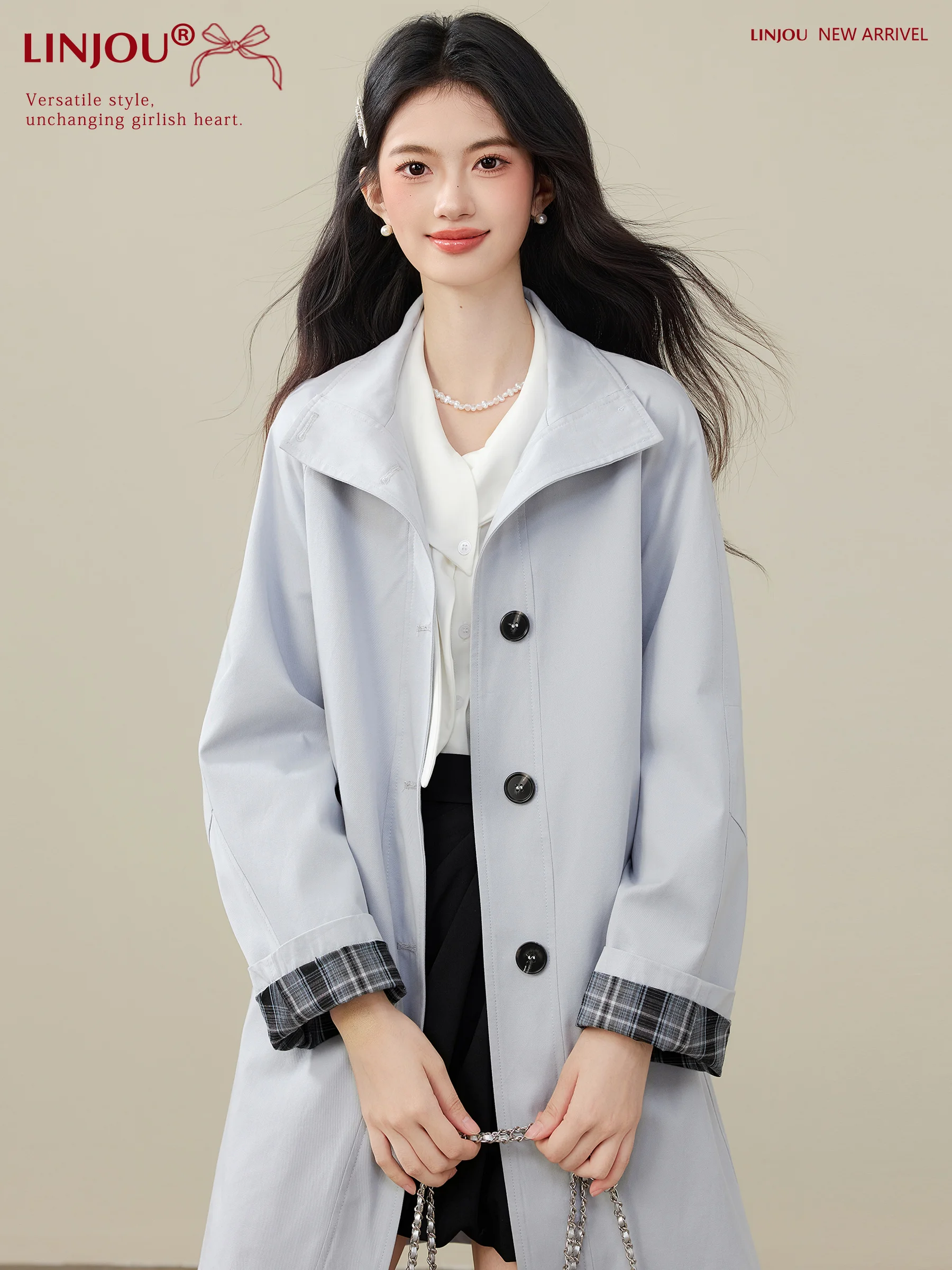 

Длинное женское свободное пальто Lingjiu Cloud Wind, осенне-зимнее, приталенное, средней длины, с эффектом утончения фигуры