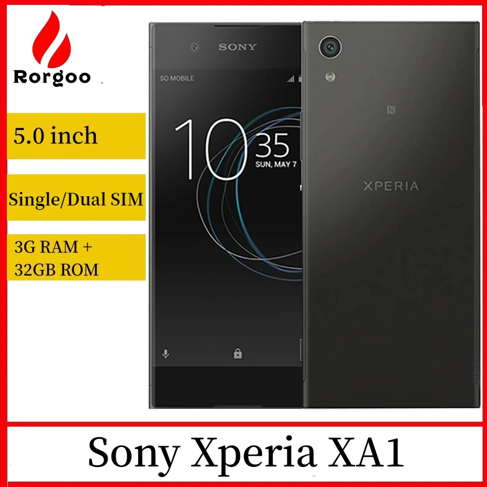 Sony Xperia XA1 32GB ROM 3GB RAM Single/Dual SIM 5.0 Inch Android 23MP 4G LTE SmartPhone GPS WIFI Original Unlocked Mobile Phone