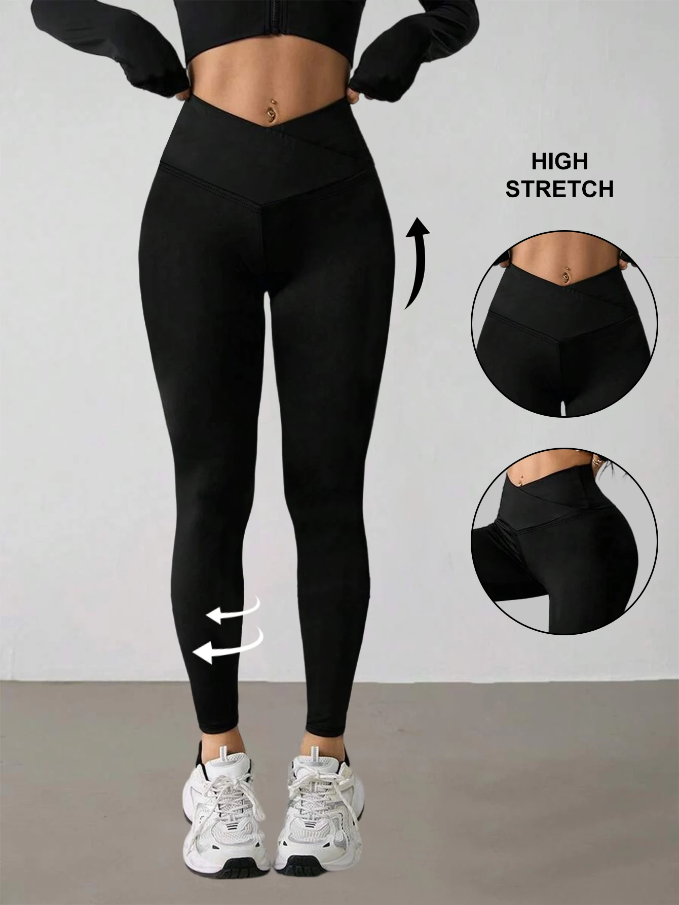 Leggings de cintura cruzada de alta elasticidad para mujer, control de abdomen, levantamiento de cadera, ropa deportiva para yoga, fitness, correr, ciclismo