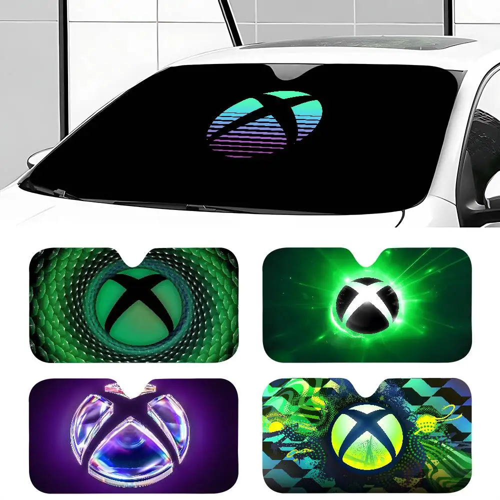 X-Xbox Gamer Logo زجاج سيارة مضحك الشمس الظل طوي الأشعة فوق البنفسجية الشمس قناع حامي ظلة للنافذة الأمامية