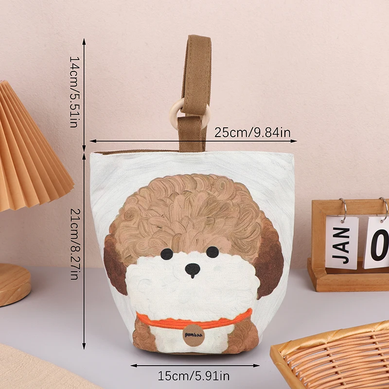 حقيبة كلاسيكية بتصميم الجرو الزيتي على شكل كتاب، حقيبة يد عملية لحمل الغداء من القماش للفتيات #5