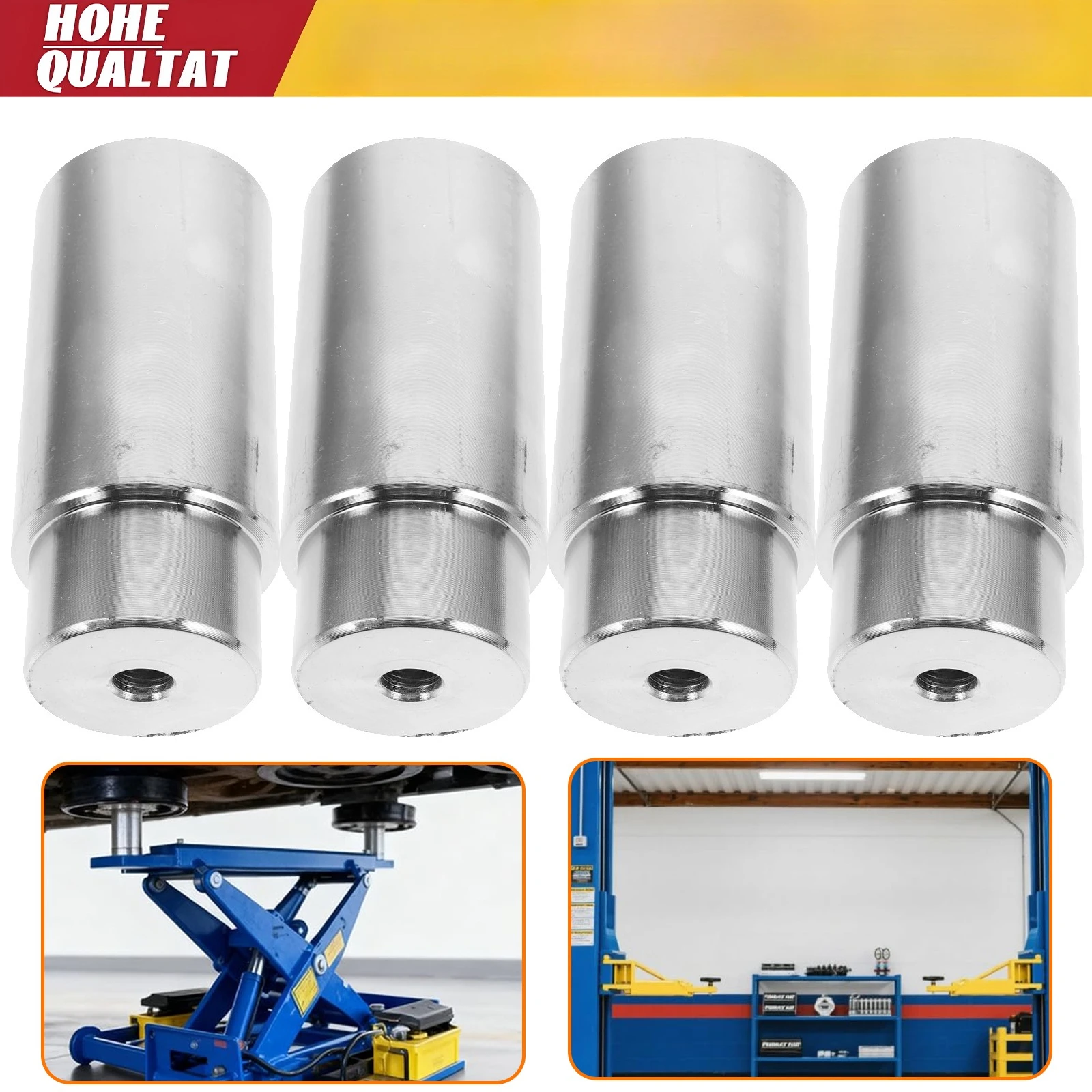 Kit d'extension/entretoise pour cric de levage, 4 pièces, diamètre 50 mm, hauteur 100 mm - Coussin/manchon de surélévation pour cric de levage automobile, élévateur de véhicules et plateforme/plateau de levage (accessoire de levage pour transporteur)