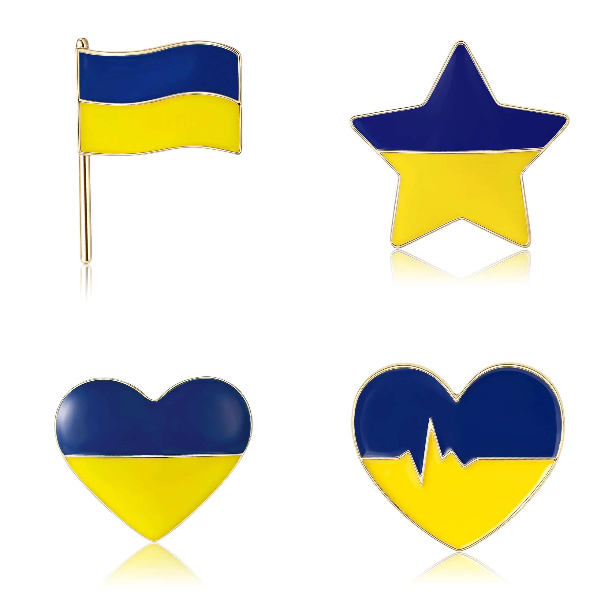 Ukrainian Flag Pins for Women Unisex Love Star Enamel Flags Brooches Banquet Party Backpack Gifts Jewelry Accessories