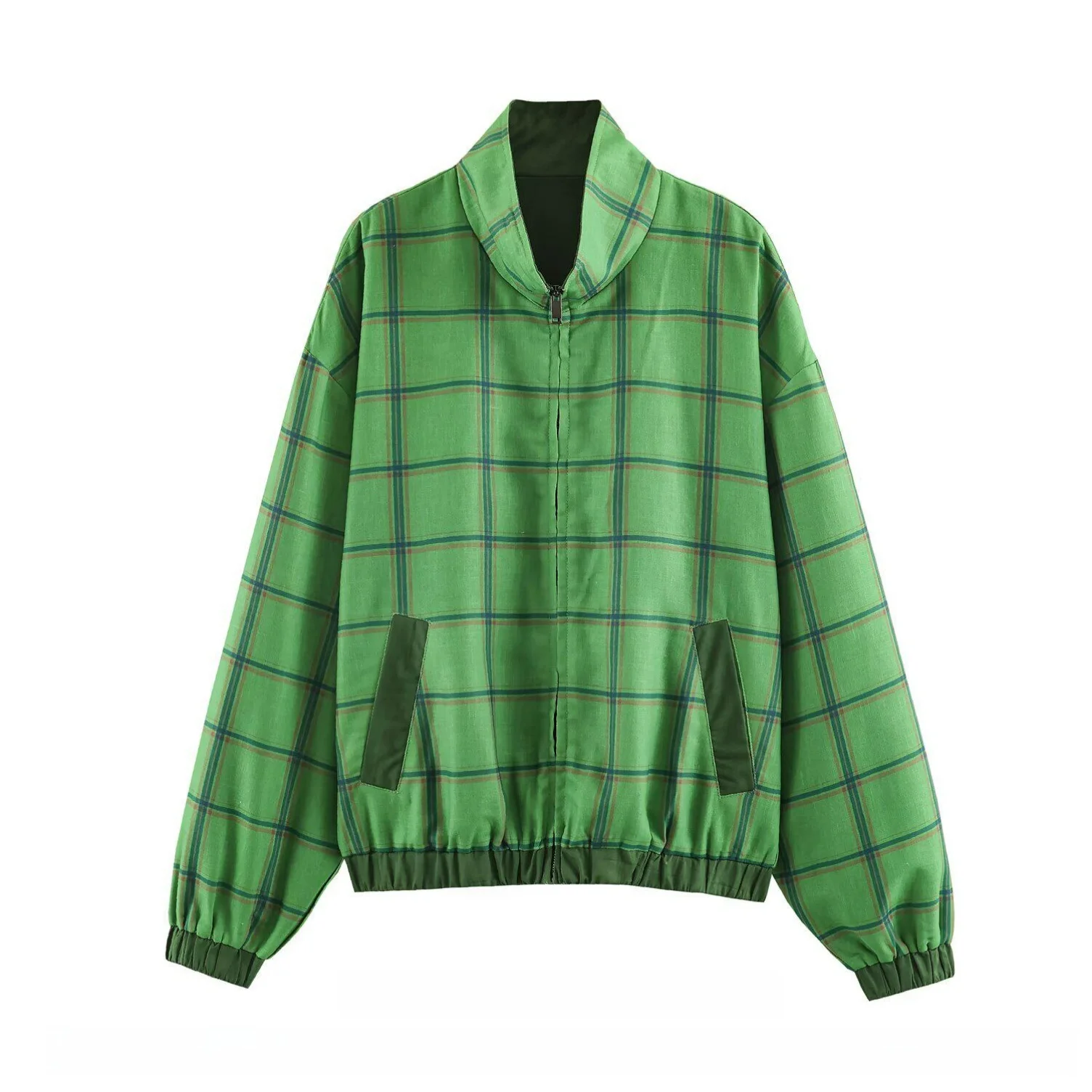 New 2026 Summer Women's Casual Loose Fit Plaid Jacket Contrast Color Square Decorative Casual Pants Fashion Outerwear