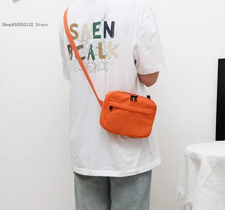 Macaron Colored Nylon Waterproof Lightweight Canvas Trendy Casual Single Shoulder Crossbody Small Square Phone Bag