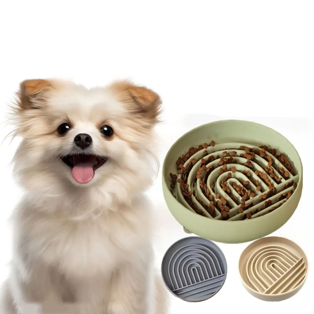

Silicone Dog Slow Food Bowl Non-stick Round Dog Food and Water Bowl with Suction Cups Anti-choking Dog Distraction Pad Indoor