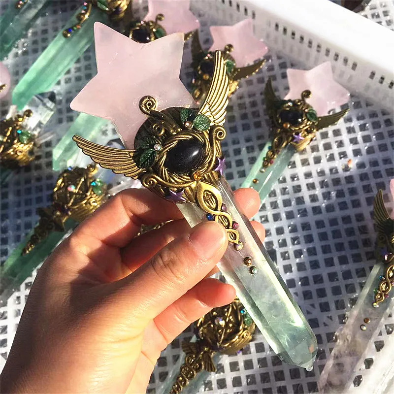Natural Amethyst Crystal Magic Wands - close-up view