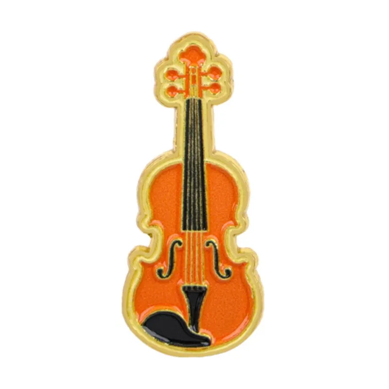 Classic Orange Violin Enamel Pin Musical Instrument Lapel Badge Cute Metal Brooch Ornament for Clothes Backpack Hat Ideal Gift