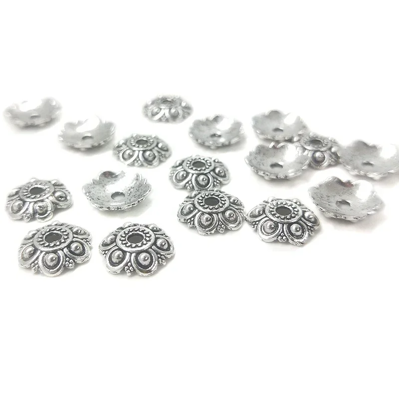 New 30pieces/bag 12mm Zinc Alloy  Flower Shape Spacer Bead End Caps for DIY Beads Bracelet Necklace Jewelry Findings