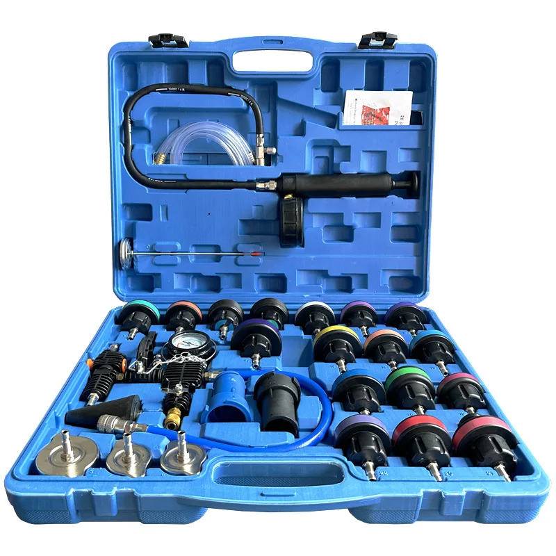 Image of 28-teiliges Universelles Kühler-Druckprüfset Vakuum-Kühlsystem-Lecksucher Werkzeug Wassertank-Leckagetester All-in-One Drucktest & Vakuum-Nachfüllset für Auto und Kfz