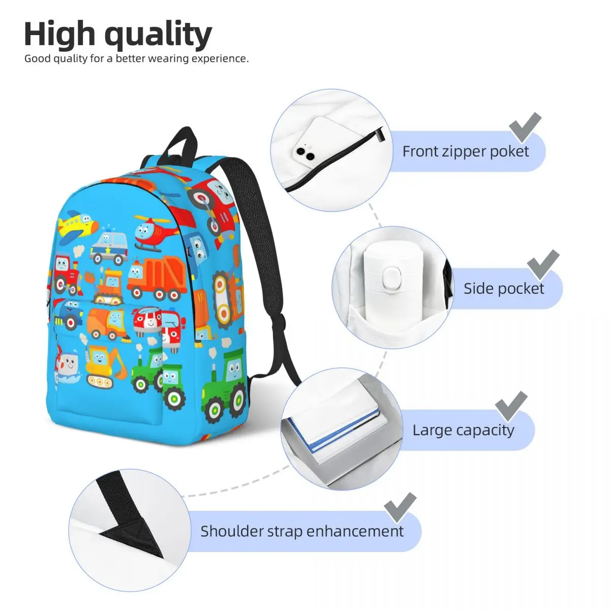 Snack Lagerung Flugzeug Daypack Wandern Retro wasch bar T-Tayo der kleine Bus Bagger Mädchen Junge Bücher tasche zurück zur Schule Geschenk