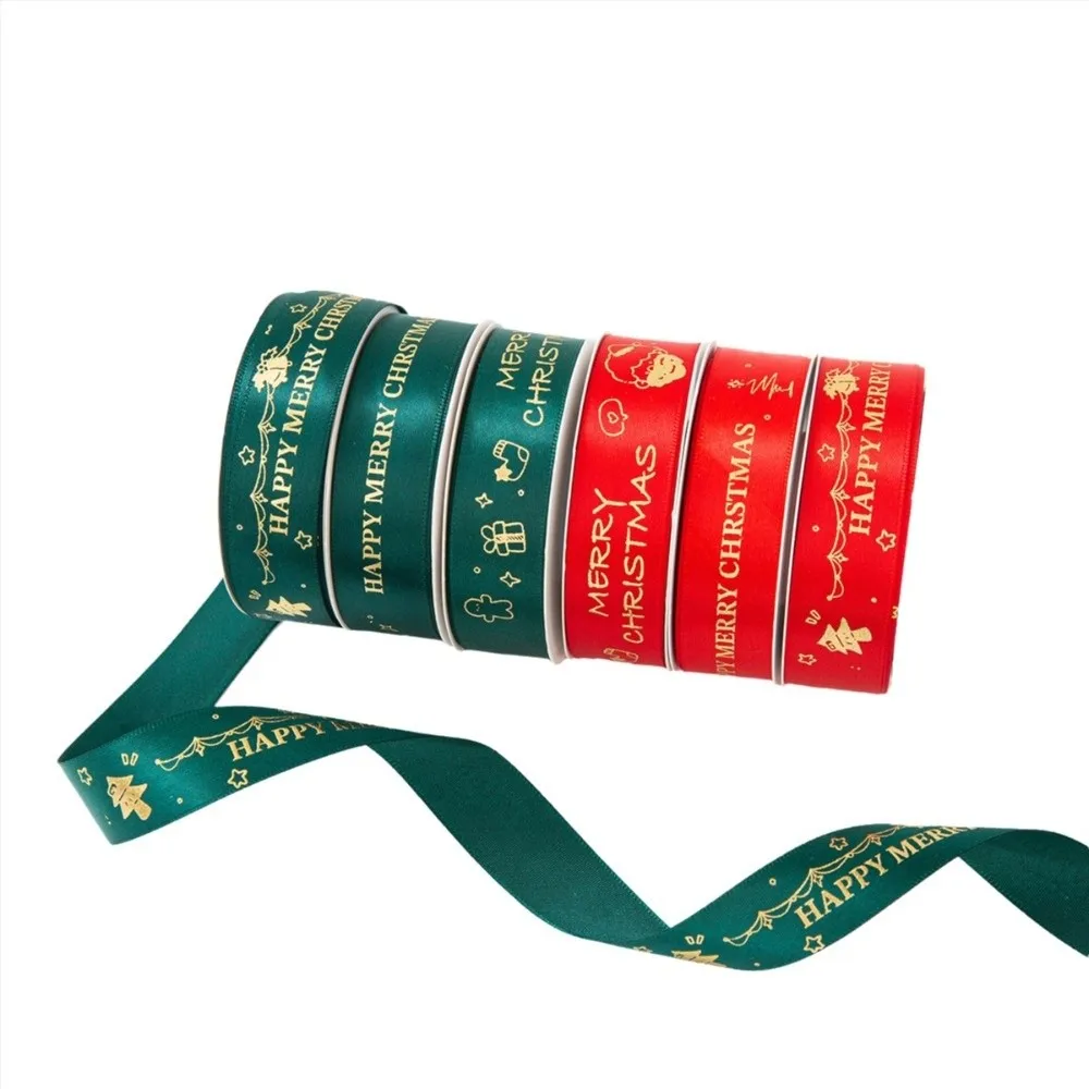 

2.5CM Christmas Decor Ribbon Printed Design Polyester Material Printed Christmas Ribbon 25Y Length Polyester Ribbon Home Decor