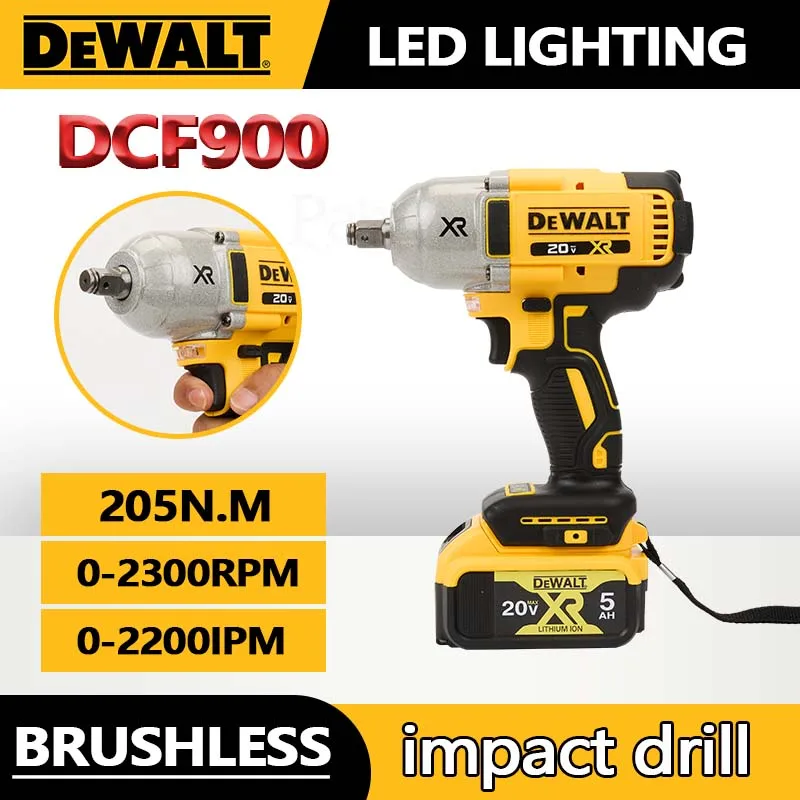 DeWalt Brushless Electric Wrench Wind Gun Auto Repair Lithium Rechargeable Electric Impact Wrench Wind Gun Tire Removal Dcf900