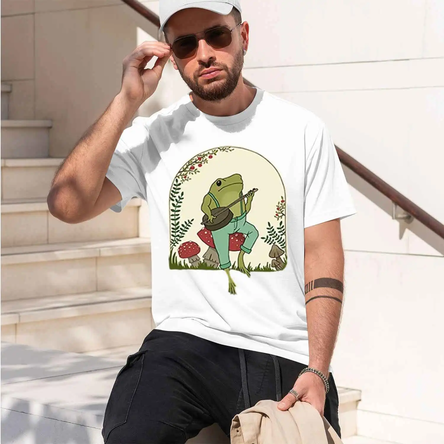 Cute Cottagecore T-shirts Aesthet Playing on Mushroom T Shirt Men Summer Short Sve Tee Shirt Mens Clothes 2026 New Model Short-s