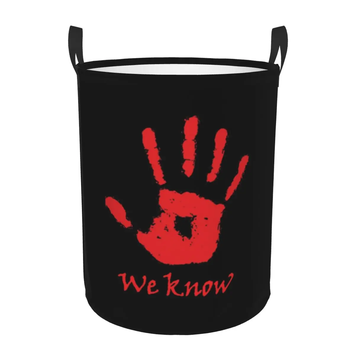 Custom We Know Dark Brotherhood Hand Laundry Basket Collapsible Skyrim Gamer Gift Clothes Hamper for Baby Kids Toys Storage Bin