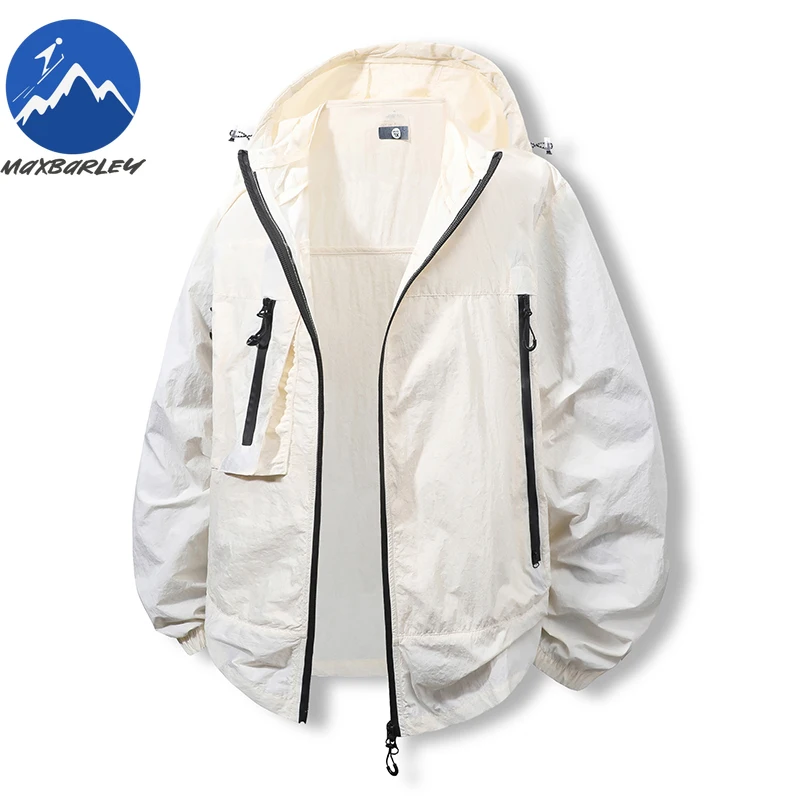 

Maxbarley Sun Protection Coat Men Summer Jogger Golf Cooling Sunscreen Anti-UV Jacket Fishing Hooded Light Quick Dry Windbreaker