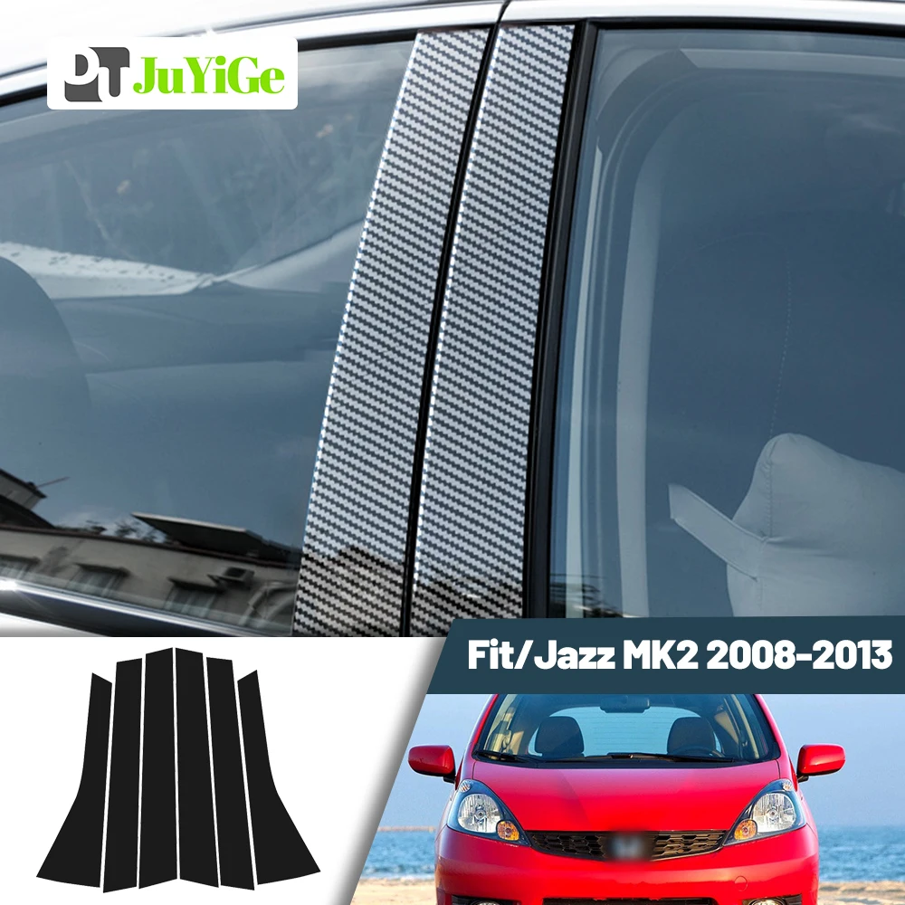 

Glossy Black Carbon Fiber Window Door Deal B C Pillar Post Cover Sticker For Honda Fit Jazz 2008-2013 2009 2010 2011 2012