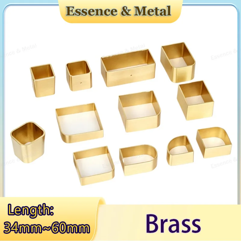 2/4PCS Brass Chinese furniture foot covers 34mm~60mm D-type rounded corner foot covers Irregular rectangular through hole covers