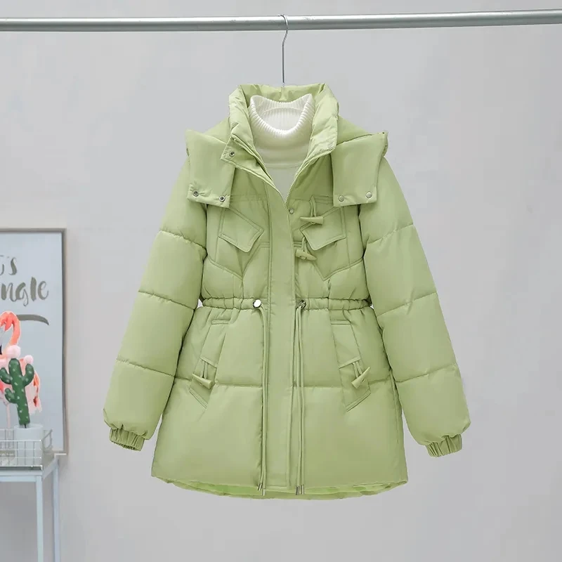 New Chic Winter Hooded Warm Women Jacket Loose Sleeve Zippers  Casual Drawstring Coats 2024 All Match Solid Pocket Y2K Outerwear