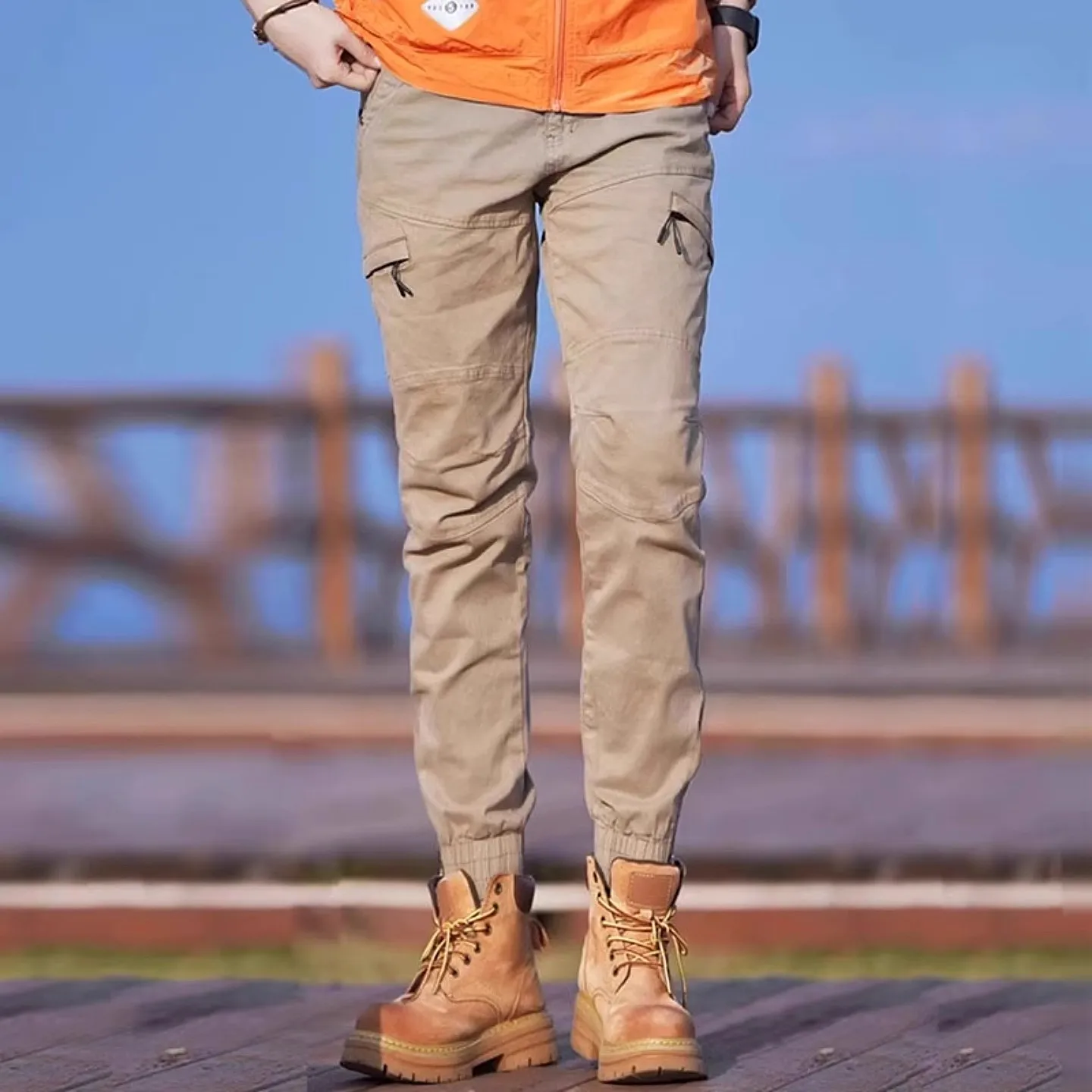 

Мужские рабочие брюки прямого кроя, осенние, новые, универсальные, свободные, удобные, с молнией и манжетами, длинные брюки для активного отдыха