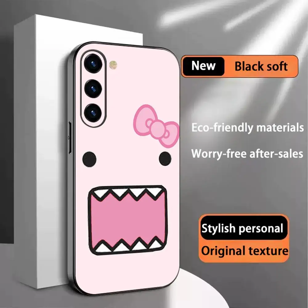 Cute Domo kun new girl cartoon Phone Case For Samsung Galaxy S26 S25 S24 S23 S22 S21 Plus Ultra Note20 Soft Black