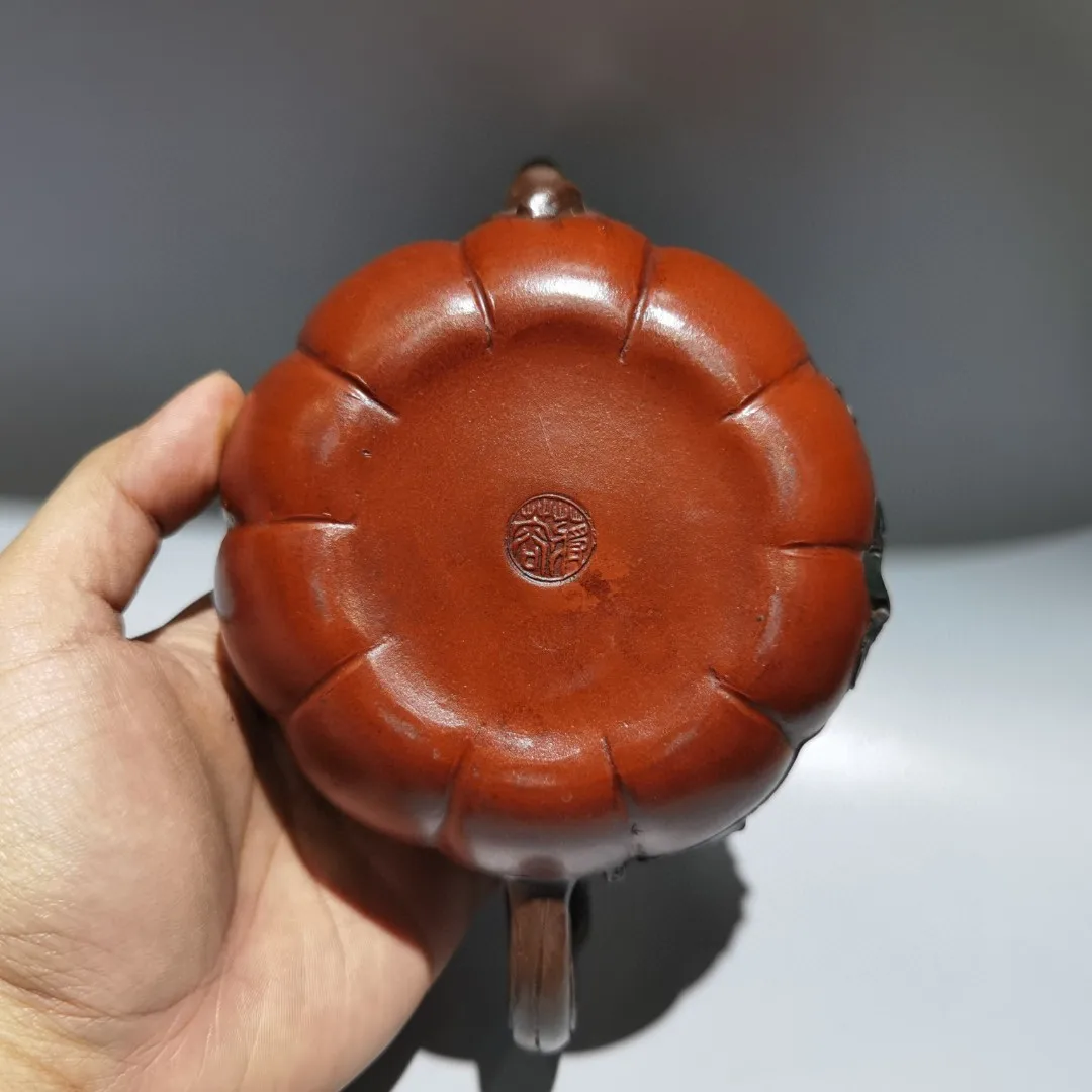 7 "الصينية ييشينغ الأرجواني وعاء الطين اليقطين على شكل إبريق الشاي Guateng نمط غلاية إبريق الشاي الإبريق جمع ثروة الحلي تاون هاوس