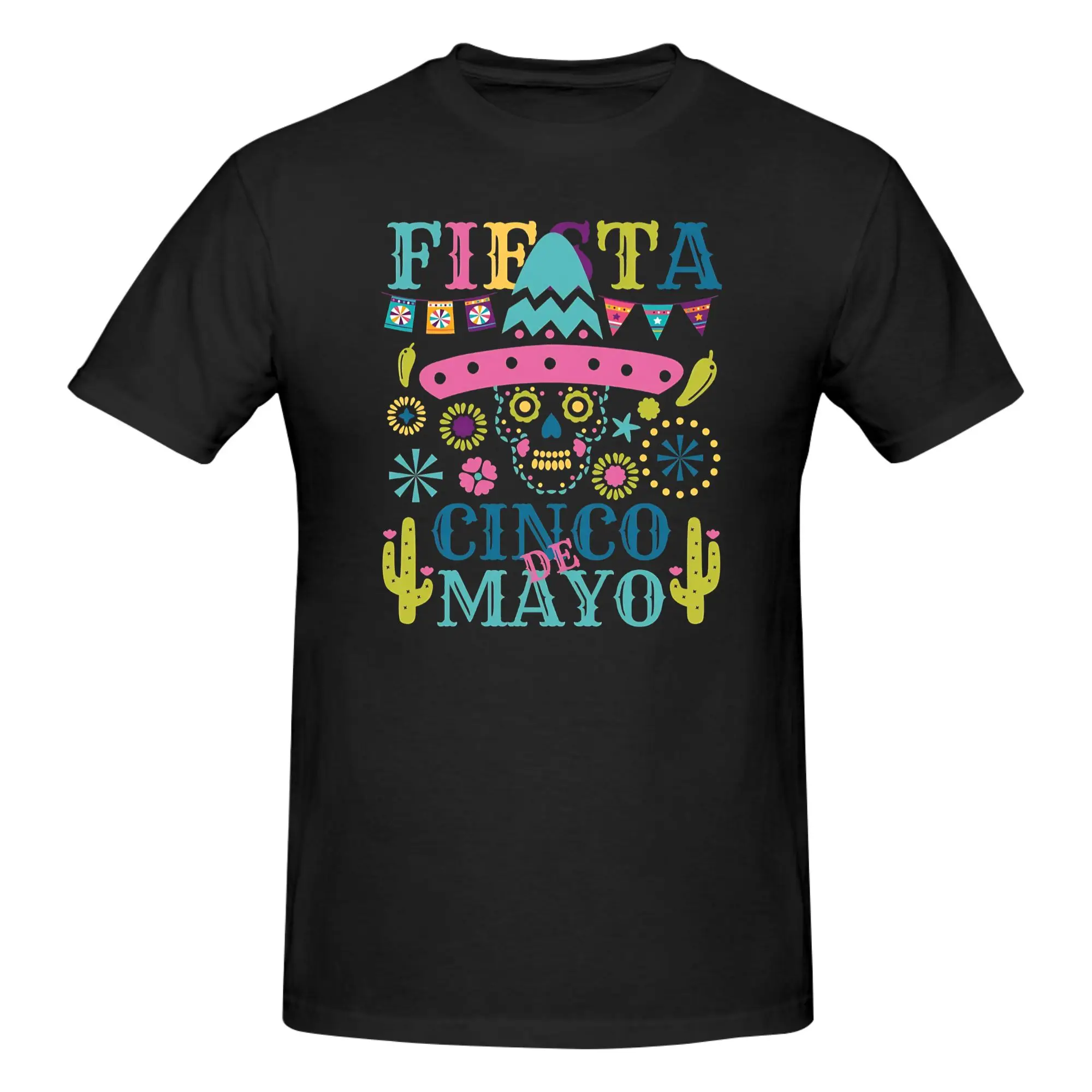 1 Piece Dead Floral Novelty 100% Cotton T-Shirt Cinco De Mayo Tops Tees For Men