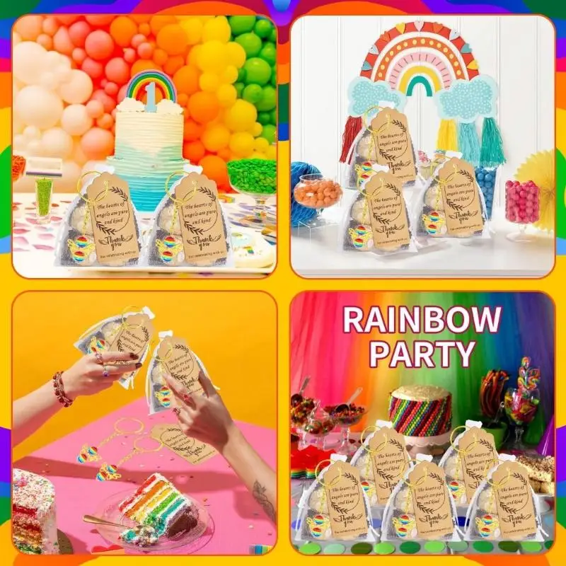  Baptism Party Supplies 20 Pcs Angelic Pendant Keychains Organza Bags Thank You Charm Gifts Boxes for Baby Shower Event