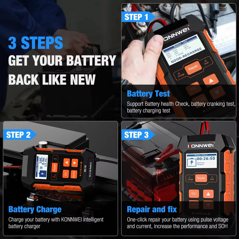 KONNWEI KW520 Testador de Bate - Battery Load Tester avaliação e preço