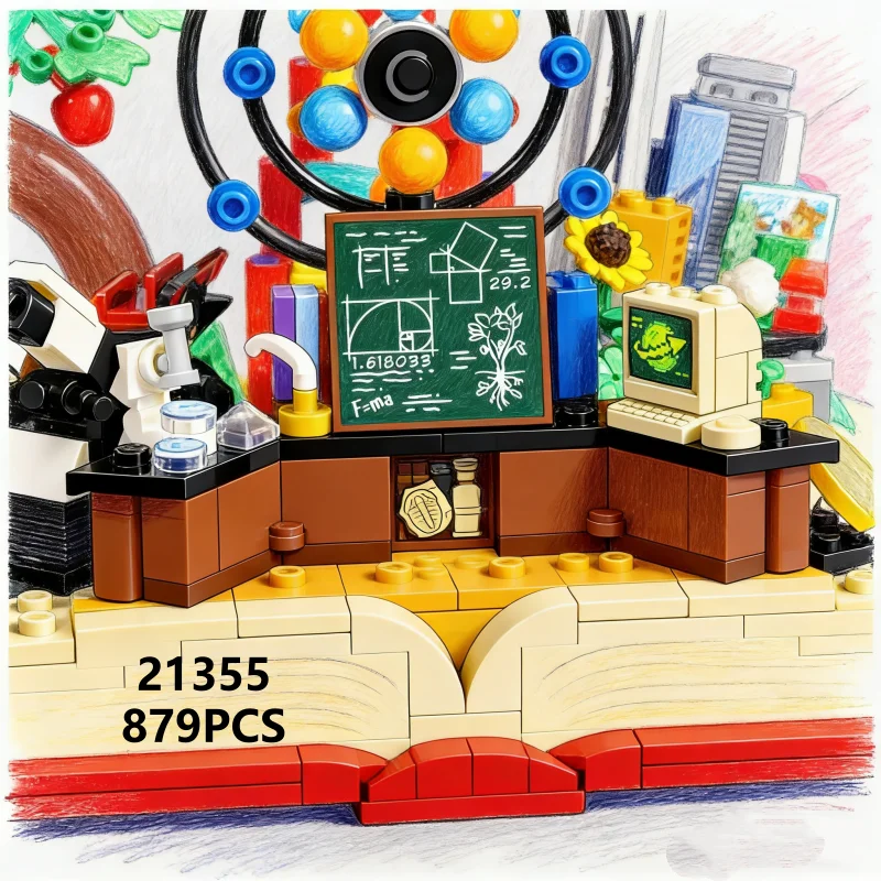 21355 Knowledge is power 879Pcs Creative Book Assemble Building Block Holiday Gift Brick Children Educational Toy