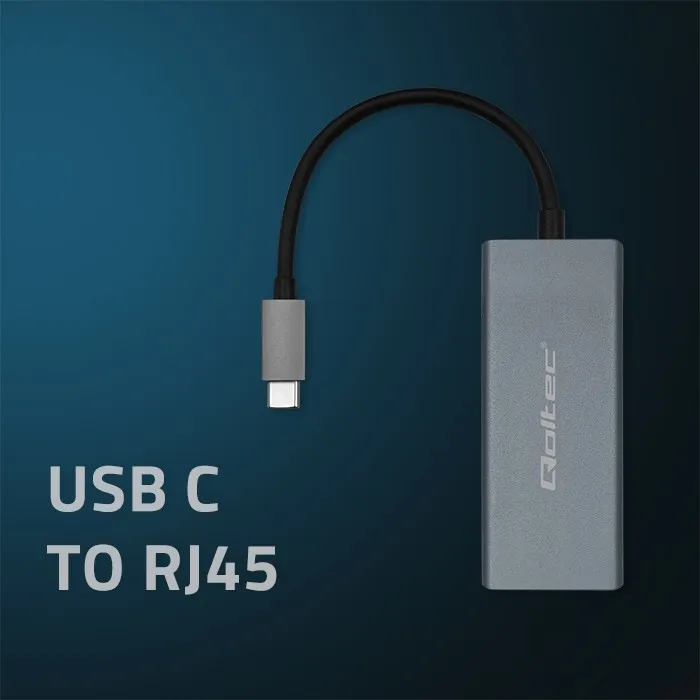 Qoltec USB-C 3.1 netwerkadapter | RJ45 | Ethernet | 1000 Mb/s | Aluminium
