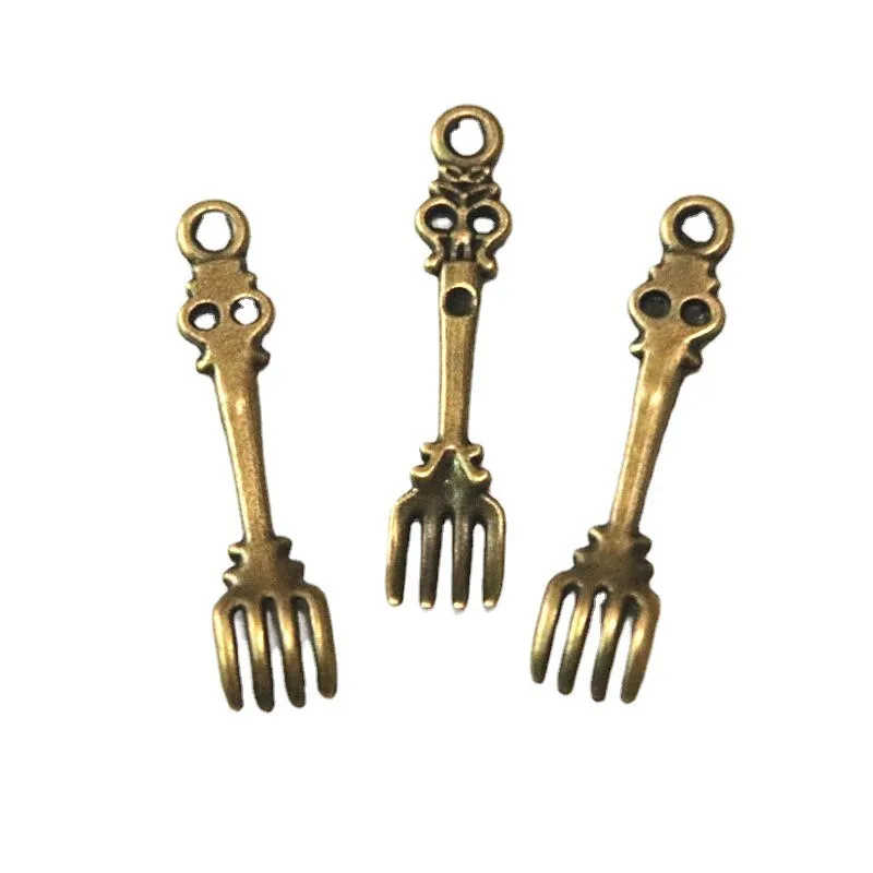 80Pcs Fork Charms 33.5*7.4MM Antique Bronze Plated DIY Handmade Craft Pendant Jewelry Accessories