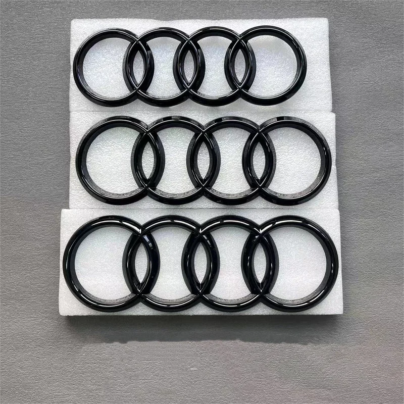 

Audi Black/Silver 4 Ring ABS Car Hood Front Bonnet Grill Rear Trunk Emblem Logo Badge Sticker For A3 A4 A5 A6 A7 Q2 Q3 Q5 Q8 TT