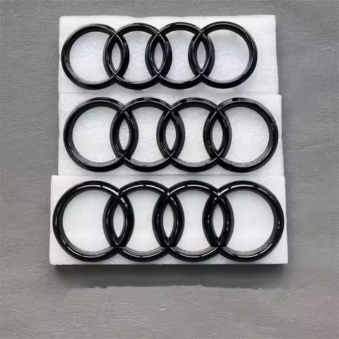 Audi Black/Silver 4 Ring ABS Car Hood Front Bonnet Grill Rear Trunk Emblem Logo Badge Sticker For A3 A4 A5 A6 A7 Q2 Q3 Q5 Q8 TT
